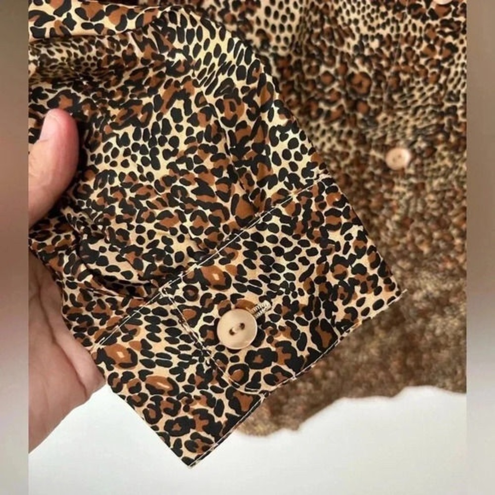 Brown Patterned Button-Up Shirt - image 2